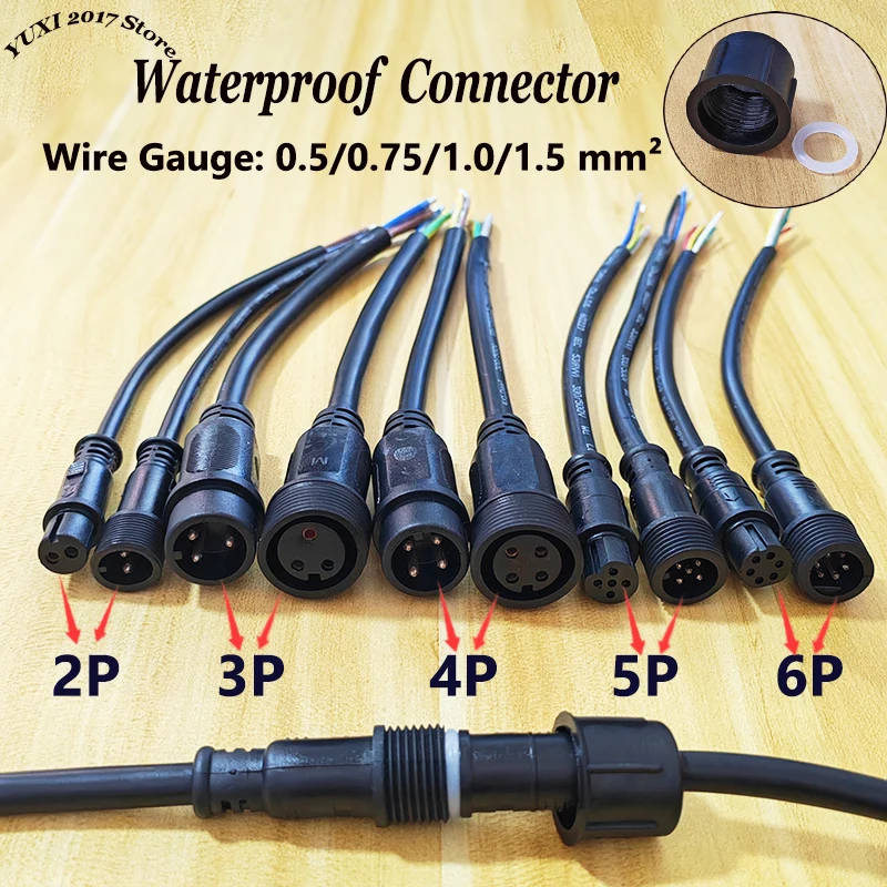 

Водонепроницаемый соединитель для проводов 2/3/4/5/6-контактный с разъемом под кабель 0.5-1.5мм², электрический соединитель для светодиодных светильников и уличных устройств