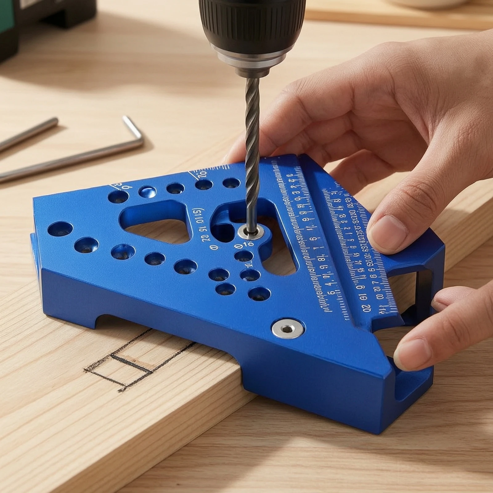 Triangle Ruler with Hex Key Aluminum Alloy Woodworking Triangle Pocket Square High Precision Measuring Tool Engraved