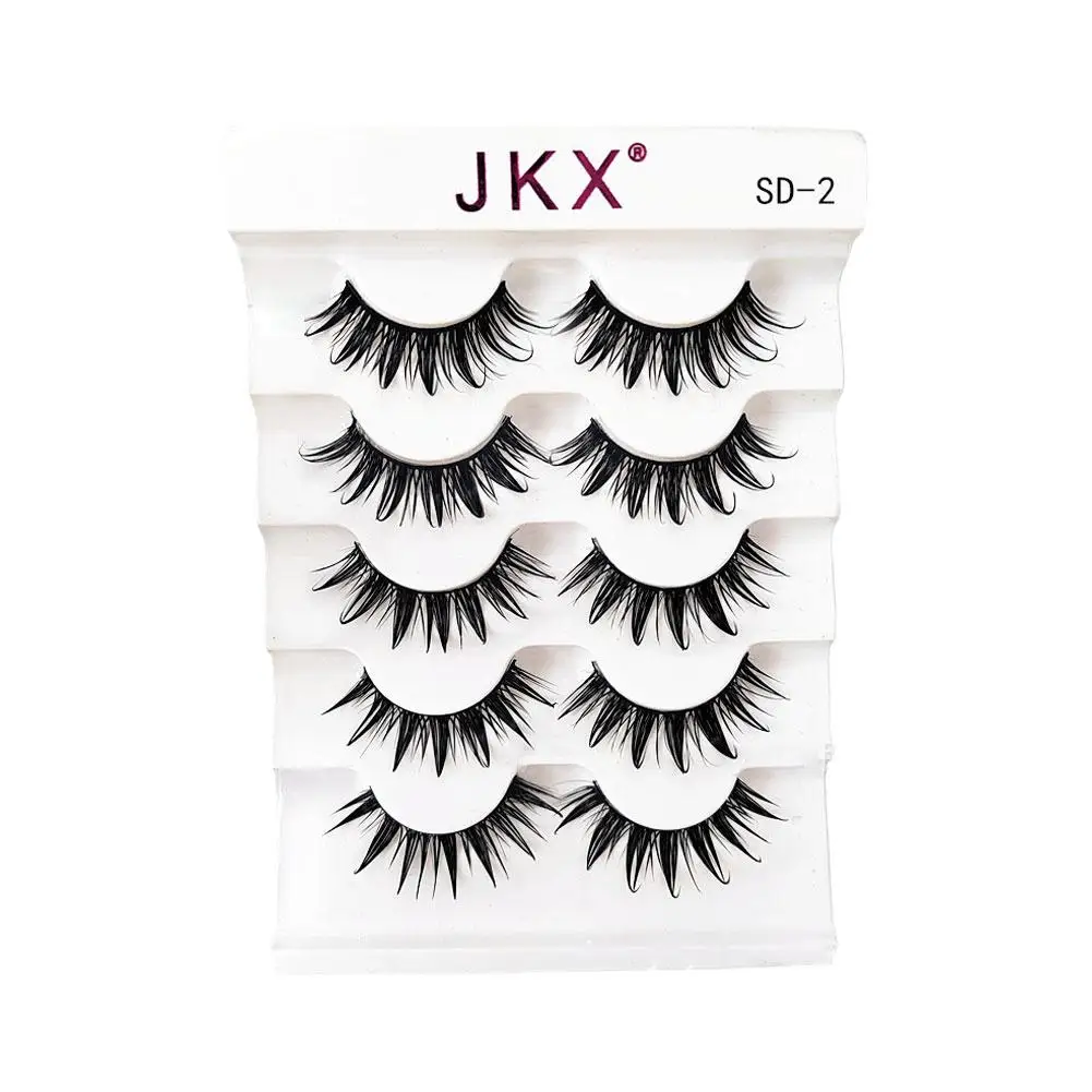 5 Pairs Wet Eyelashes 3D Faux Mink Eyelashes Thai Eyelashes Like Extension Fluffy Eyelash Long Makeup Look Eye Lashes Fake X0Z5