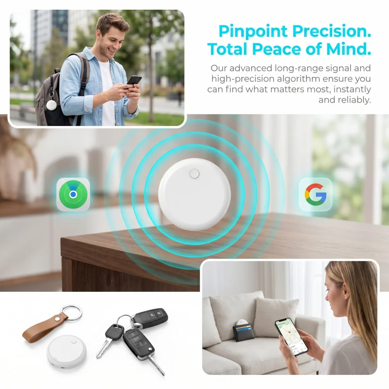 

Compatible with iOS and Android tracking features; smart tags to prevent items from getting lost; dual-system anti-loss device