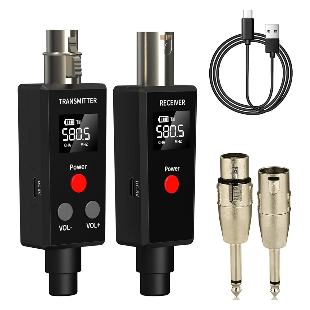 2.4GHz UHF Wireless Microphone System XLR Mic Adapter 6 Channels' Dynamic Wireless Transmitter and Receiver for Dynamic