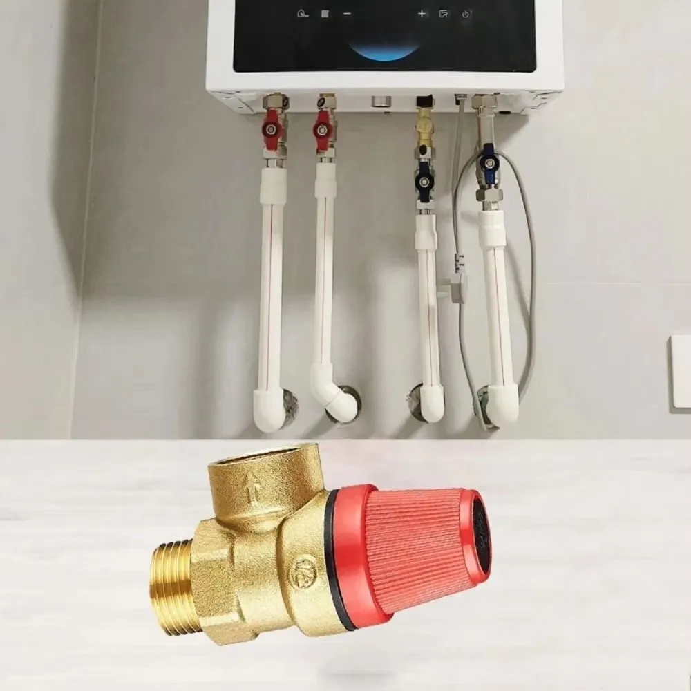 New Brass Automatic Drain Valve Wall-mounted with Meter Solar Safety Valve 3/5/6 Bar Pressure Valve Solar Water Heater Systems