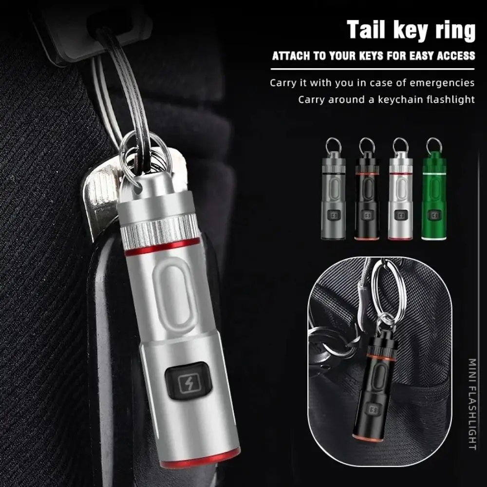 

High Power Mini LED Flashlight 6 Modes Adjustable USB Rechargeable Keychain Flashlight Waterproof Multifunctional
