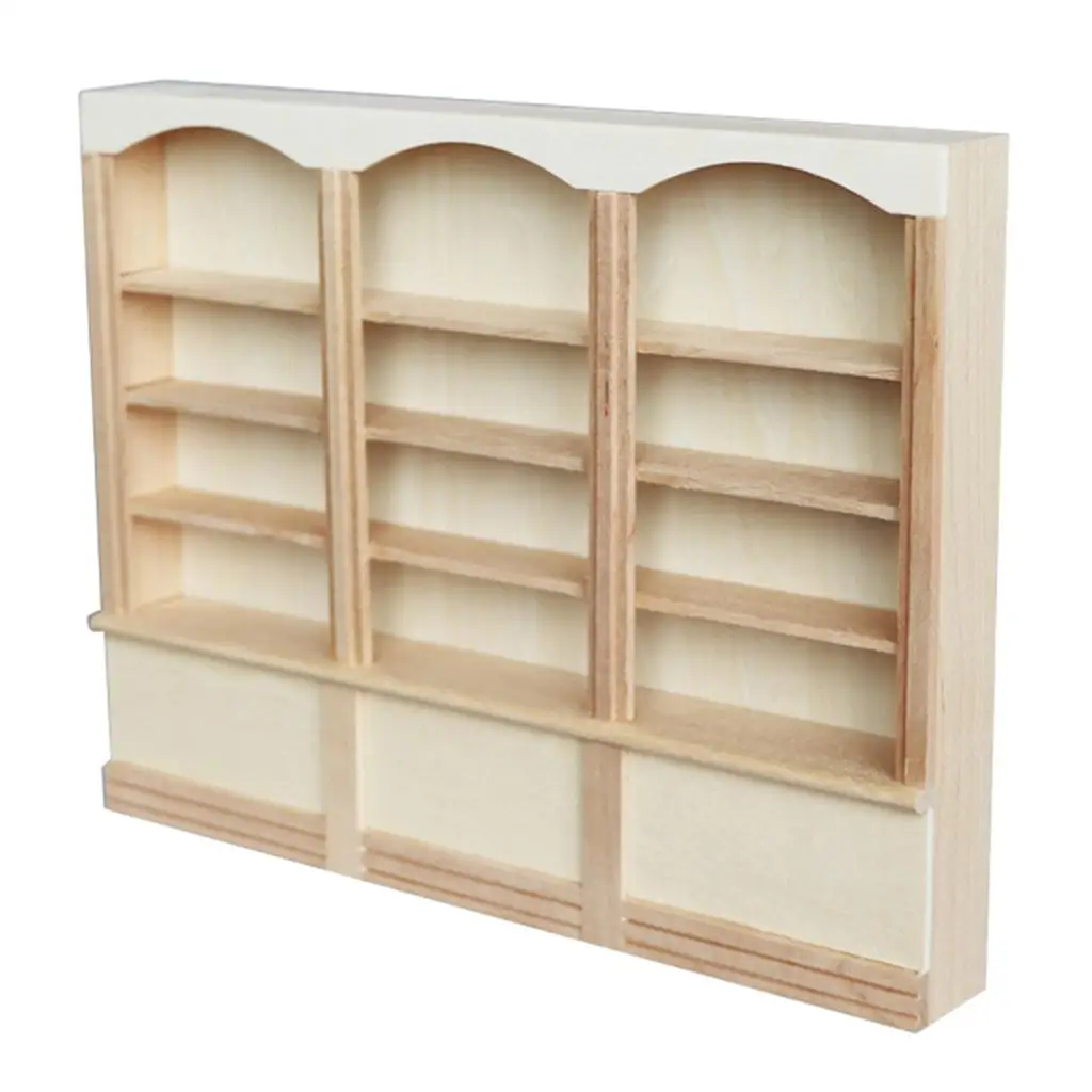 ชั้นวางของทำจากไม้แฮนด์เมด ขนาด 1/12 สำหรับบ้านตุ๊กตา อุปกรณ์ตกแต่ง DIY