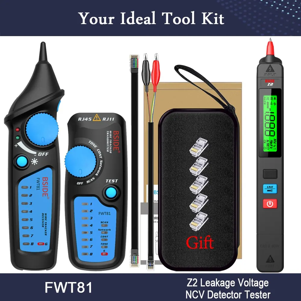 Bside Netwerkkabel Tracker Detecteur Fwt81 Rj11/45 Lan Ethernet Telefoon Draad Tester Finder Telecom Tool Geëlektrificeerd Werk 48V