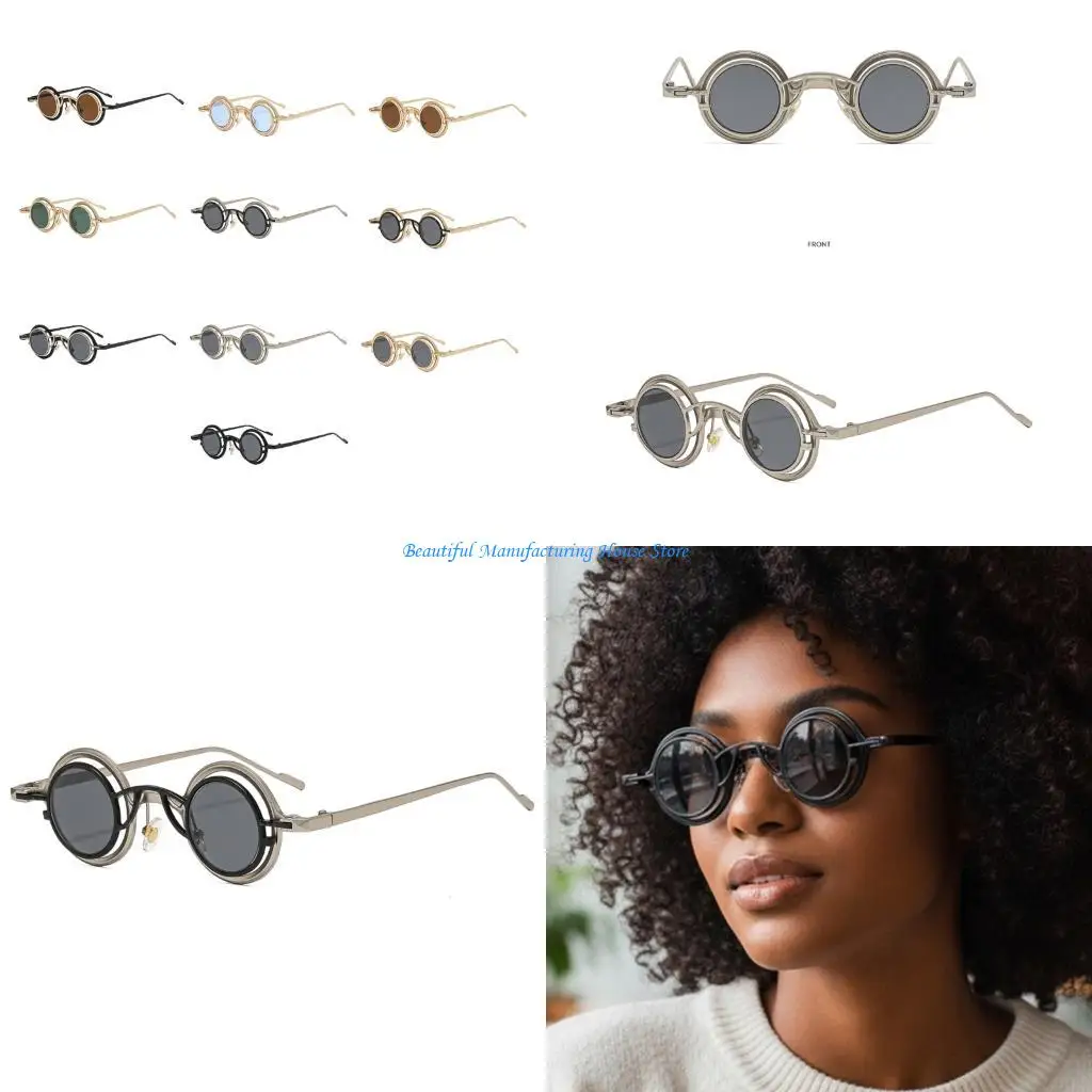 

E56A Trendy Small Round Metal Sunglasses Light weight Unisex Travel Sunglasses