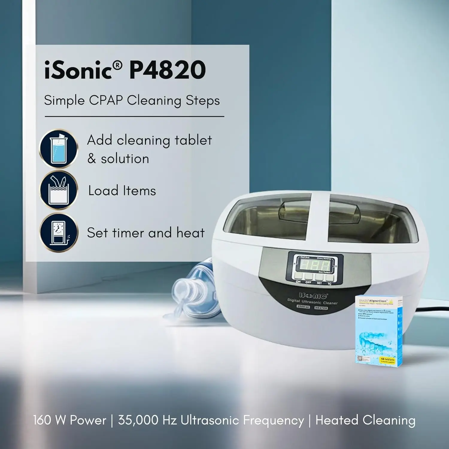 Ultrasonic Cleaner for CPAP Masks and Sleep Apnea Accessories - Deep Cleaning with Heater and Timer