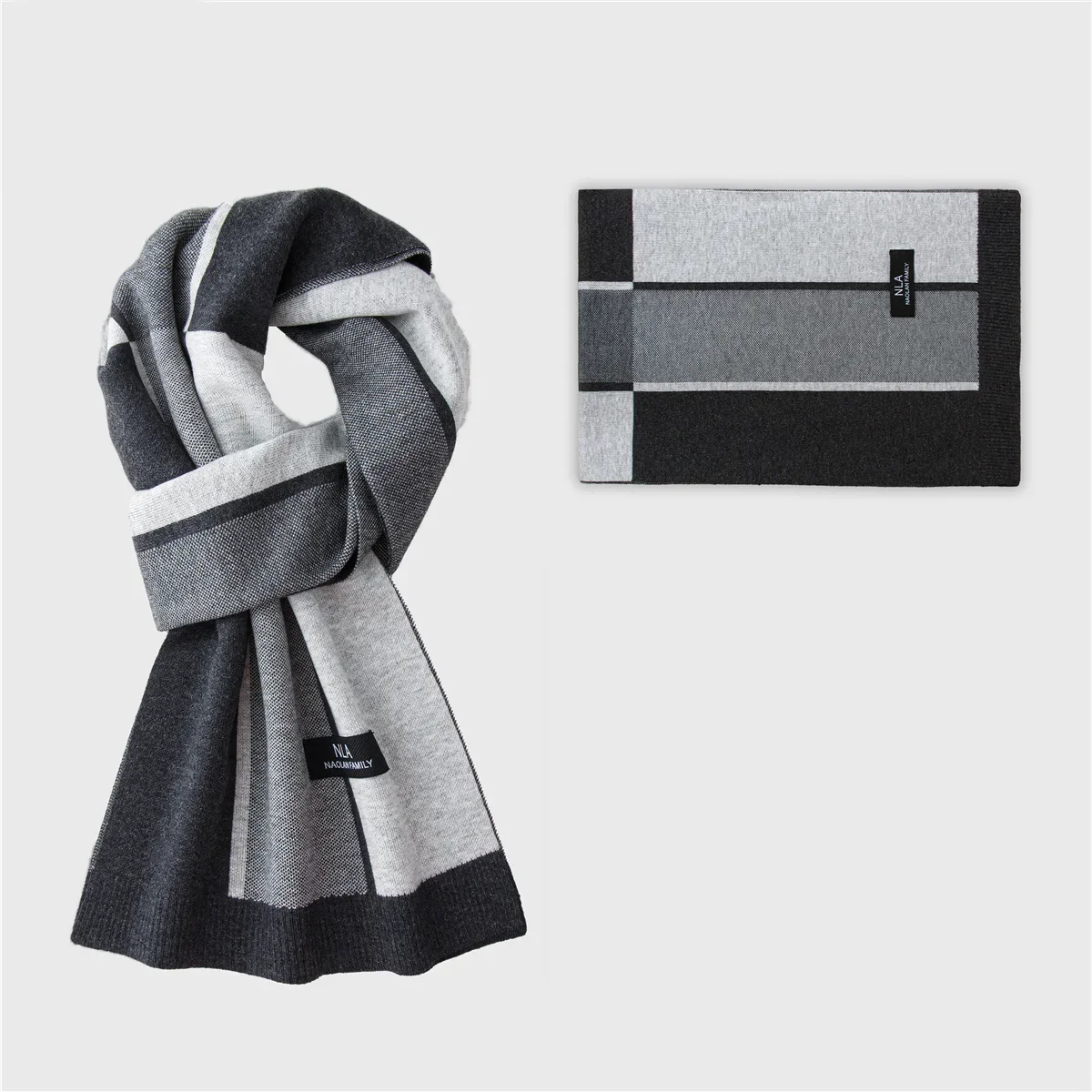 

Новый шерстяной вязаный мужской шарф, подарок на день рождения, корейская версия, универсальный клетчатый осенне-зимний модный тренд, сохраняющая тепло сумка из OPP