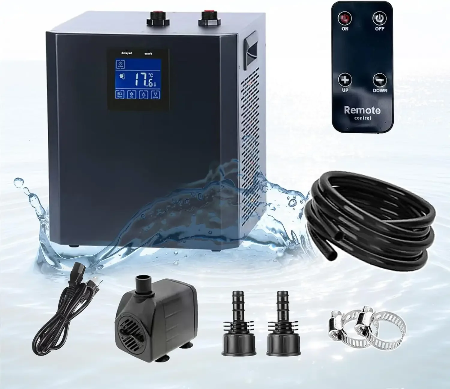 

79 Gallon Aquarium Chiller, Fish Tank Chiller,1/3 HP Active Aqua Chiller for Axolotl, Aquarium Cooler with LED Display, Pipe, Wa