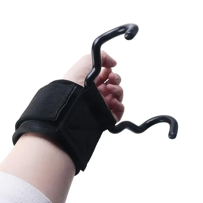 قفازات مقابض رفع الأثقال، مساعدة شديدة التحمل، خطاف شريطي للمعصم، معدات تدريب ذات قبضة ثابتة لآلة التجديف على صف الحديد