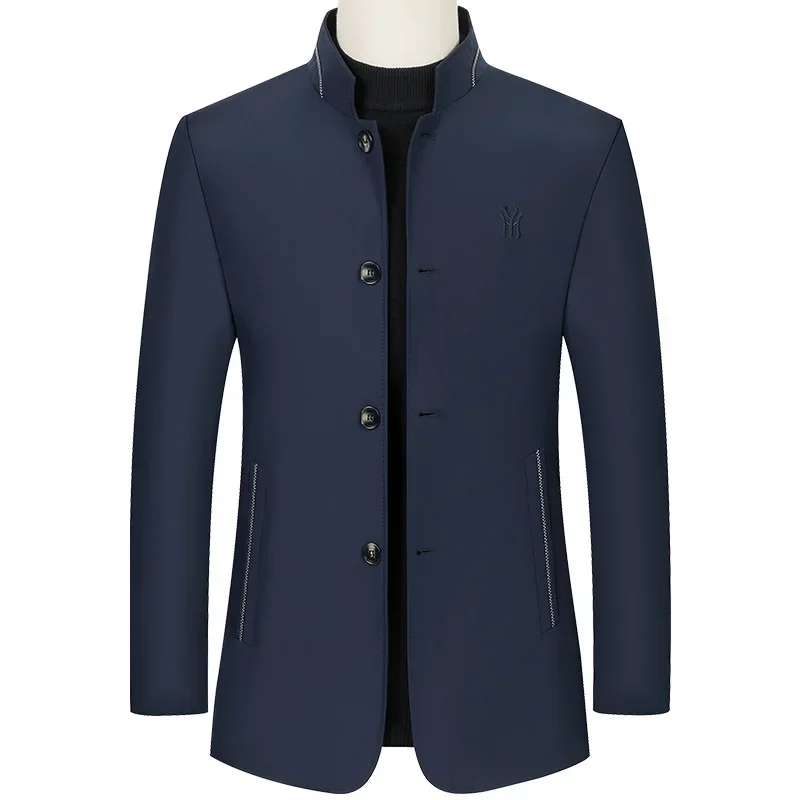 

2023 Spring and Autumn New Men's Standing Collar Casual Jacket Middle Age Top Business Slim Fit Men's Coat Dad's Dress