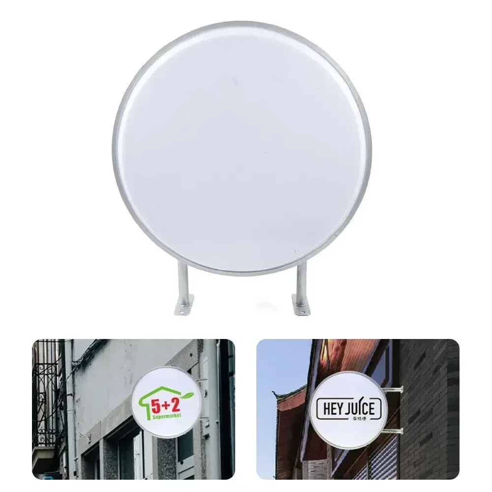 LED Round Light Box Sign, 10000K White LED, Double-Sided Display, Compact, Easy to Install