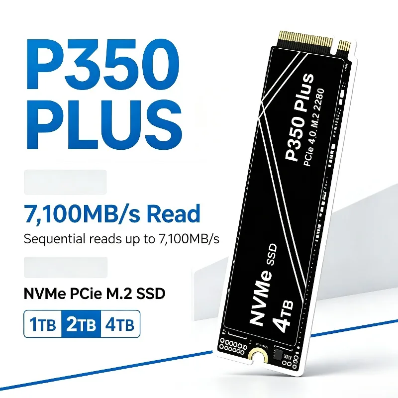 Novo SSD Interno NVMe PCIe M.2 P350 PLUS 1TB/2TB/4TB de 2026, Unidade de Estado Sólido de Alto Desempenho para Laptops de Jogos, PCs e PS5.