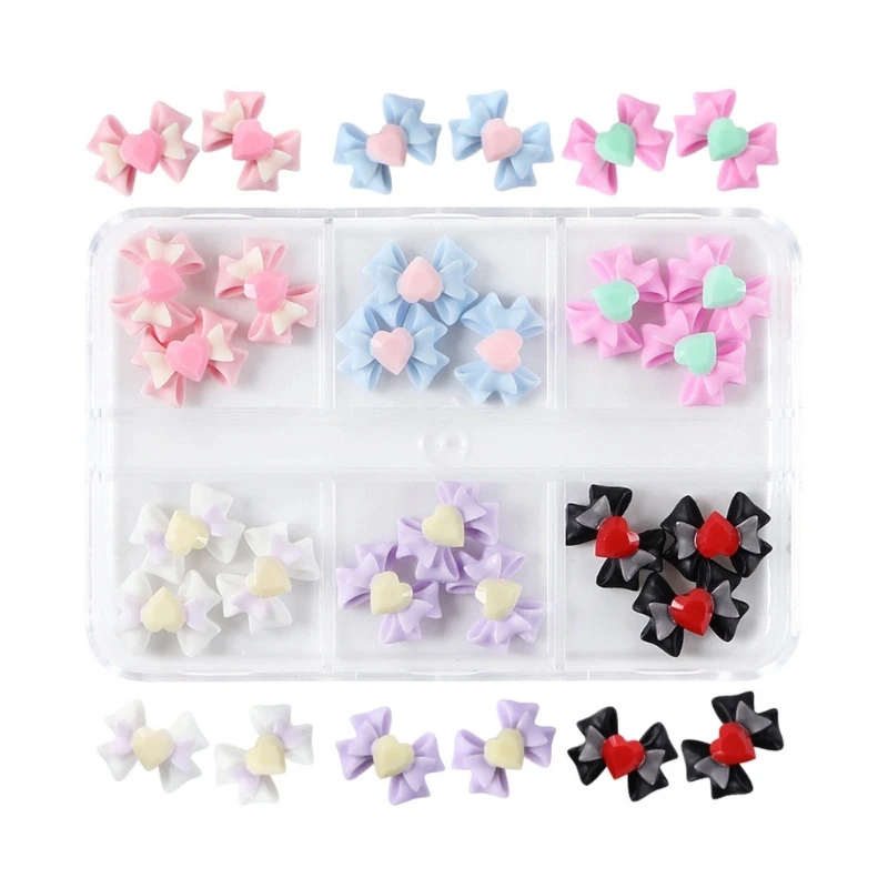 18Pcs 3D Resin Colorful Bowknot Nail Art Charm DIY Manicure Tips Decoration Nail Art Supplies Handmade Craft Nail Accessories