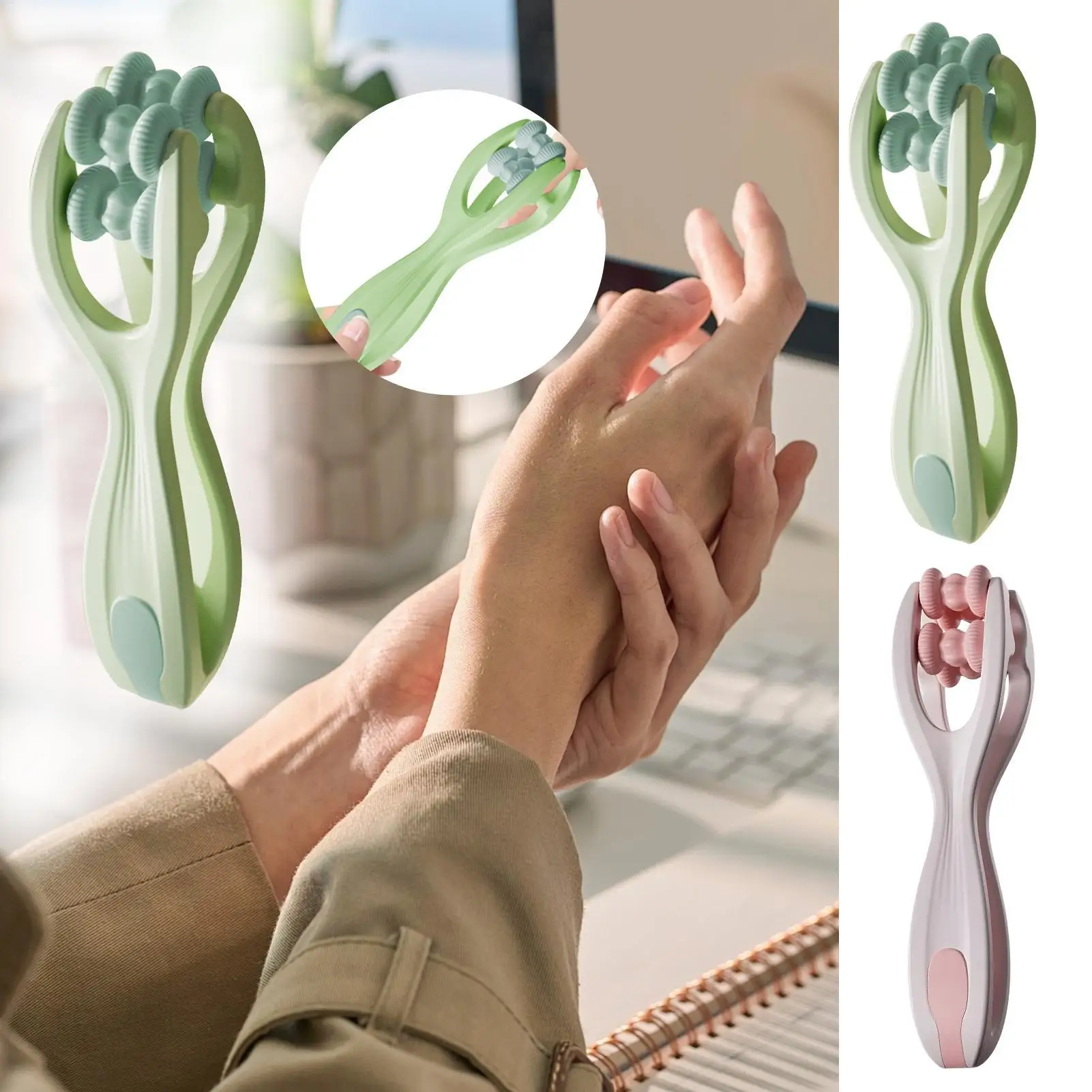 Finger Roller Massage Tool Dual-Row Roller Design Easy Use Elastic Handle For Finger Blood Circulation  Muscle Relaxation Tools