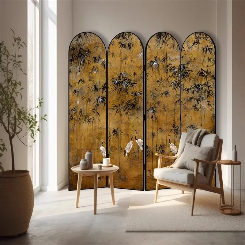 for Hotel New National Style Folding Screen Partition for Living Room Dining Room Bedroom Entrance Blocking Decorative French