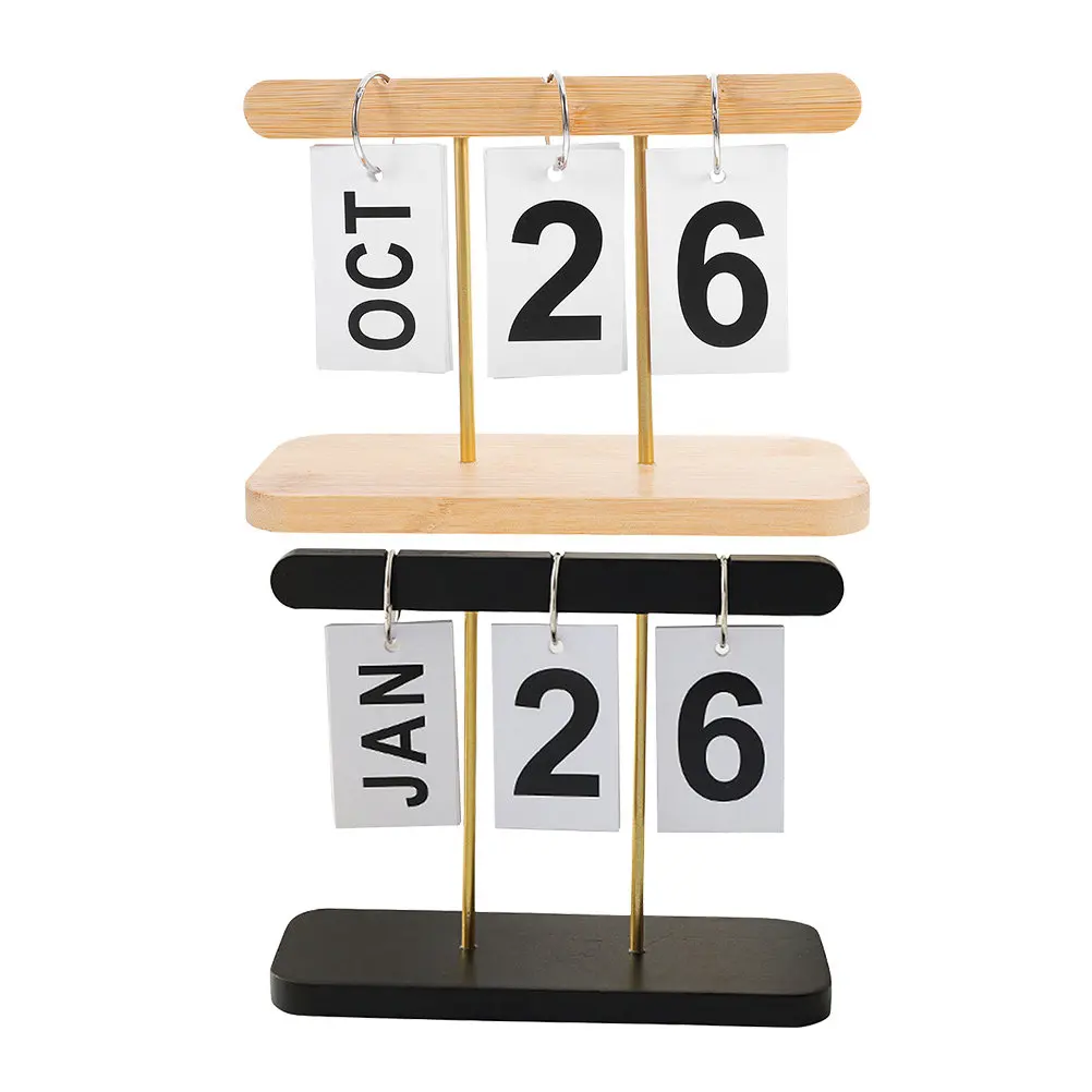 

2Pcs Wood Block Perpetual Desk Calendar Hanging Design Natural Finish Minimalist Daily Flip Date Display Home Office Decor