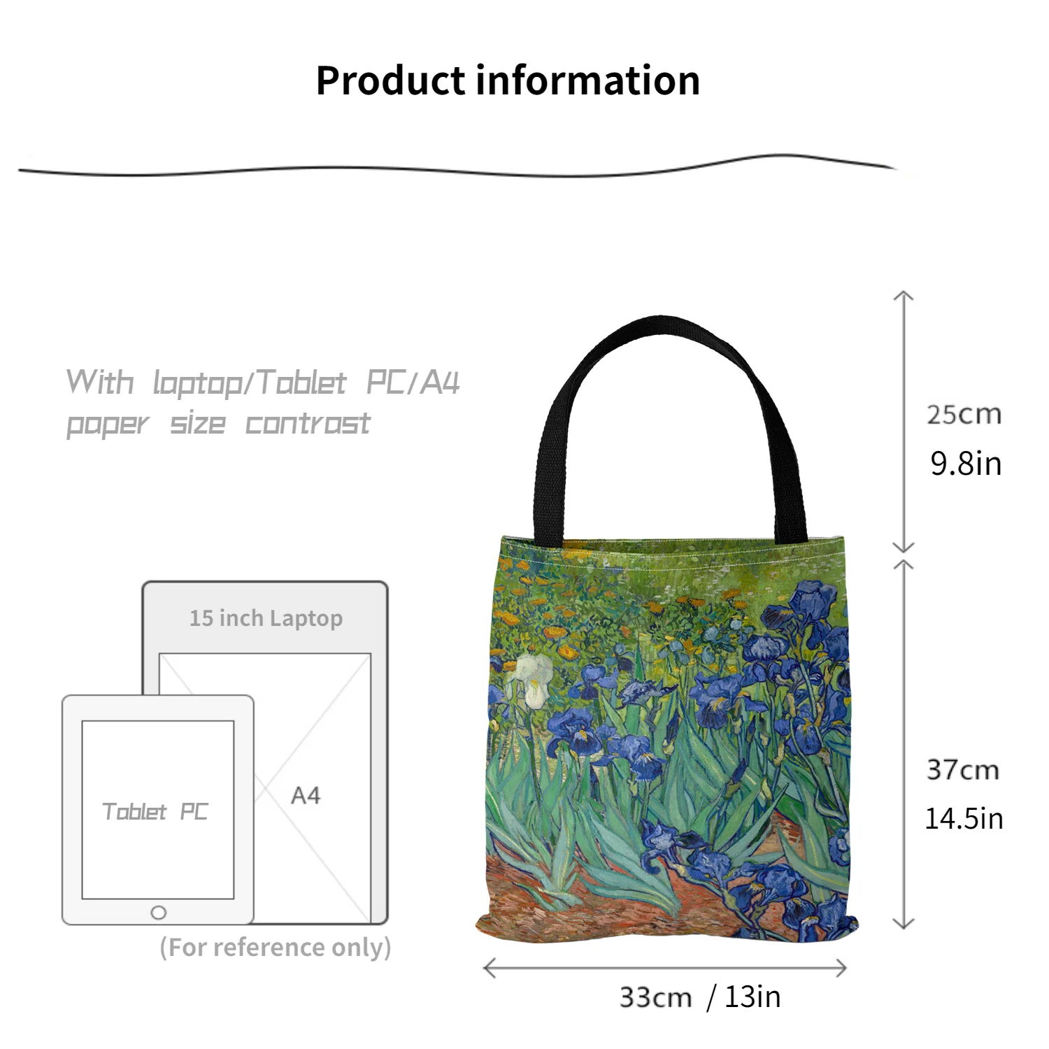 [Canvas Bag] Oil Painting Printed Canvas Bag Women's Lightweight Tote Bag Daily Handbag Multi-functional Shopping Bag