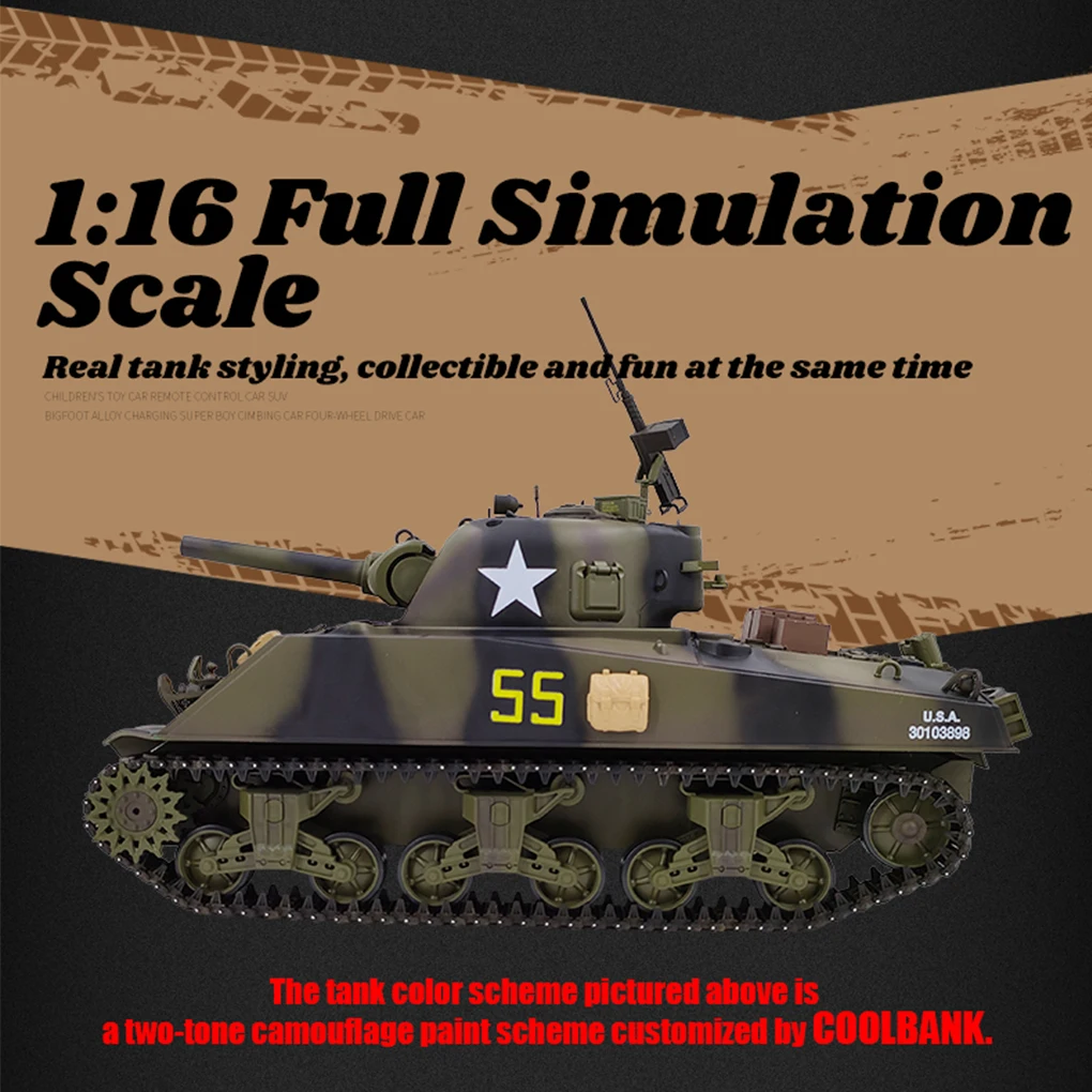 Tanque de controle remoto 1/16 henglong m4a3 sherman modelo de tanque elétrico rc barril telescópico modelo militar adultos crianças brinquedos carro