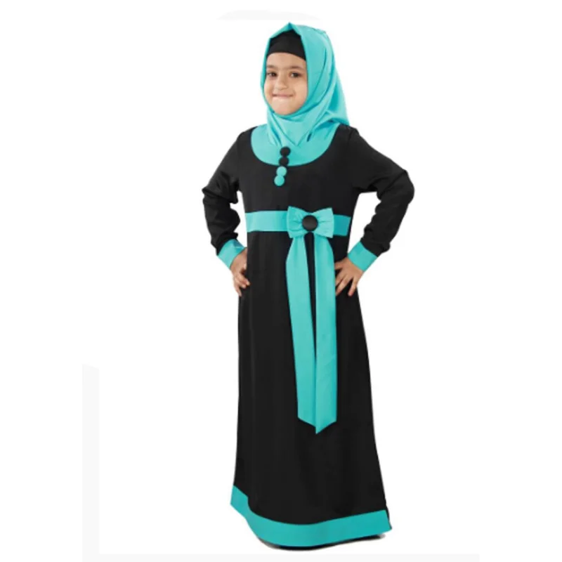 

Black and Blue Children's Girls Muslim Islamic Long Dress Dress Dubai Abaya Prayer Arab Robe Cloth