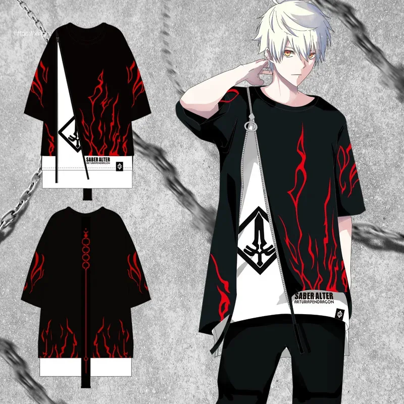 CyAnime Fate/stay night Saber Alter Cosplay Costume Fate fgo T-shirt Fake two pieces Long Sleeve Hoodie & Short Sleeve Tops suit view 2