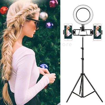 

16cm USB Interface Dimmable LED Selfie Ring Light Camera Phone Photography Video Makeup Lamp With Tripod Phone Clip