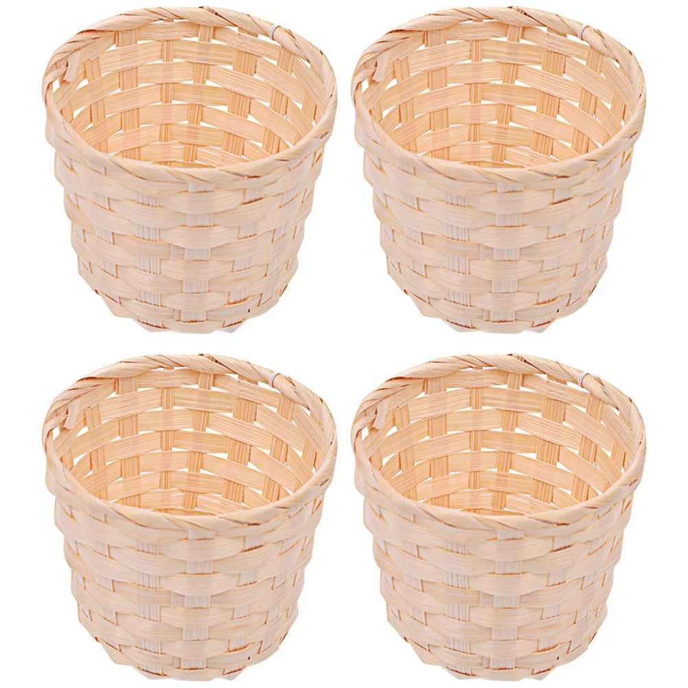 

4 Pcs Bamboo Basket Rattan Storage Flower Pot Holder Blanket Plant Woven Baskets Decorative Large