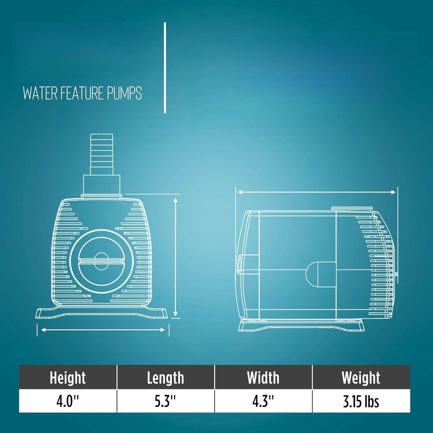 ZZWPES-700-PW 115 فولت، نافورة/بركة محرك مغناطيسي 725 جيجا بايت في الساعة مع 15 قدم. سلك، أسود،
