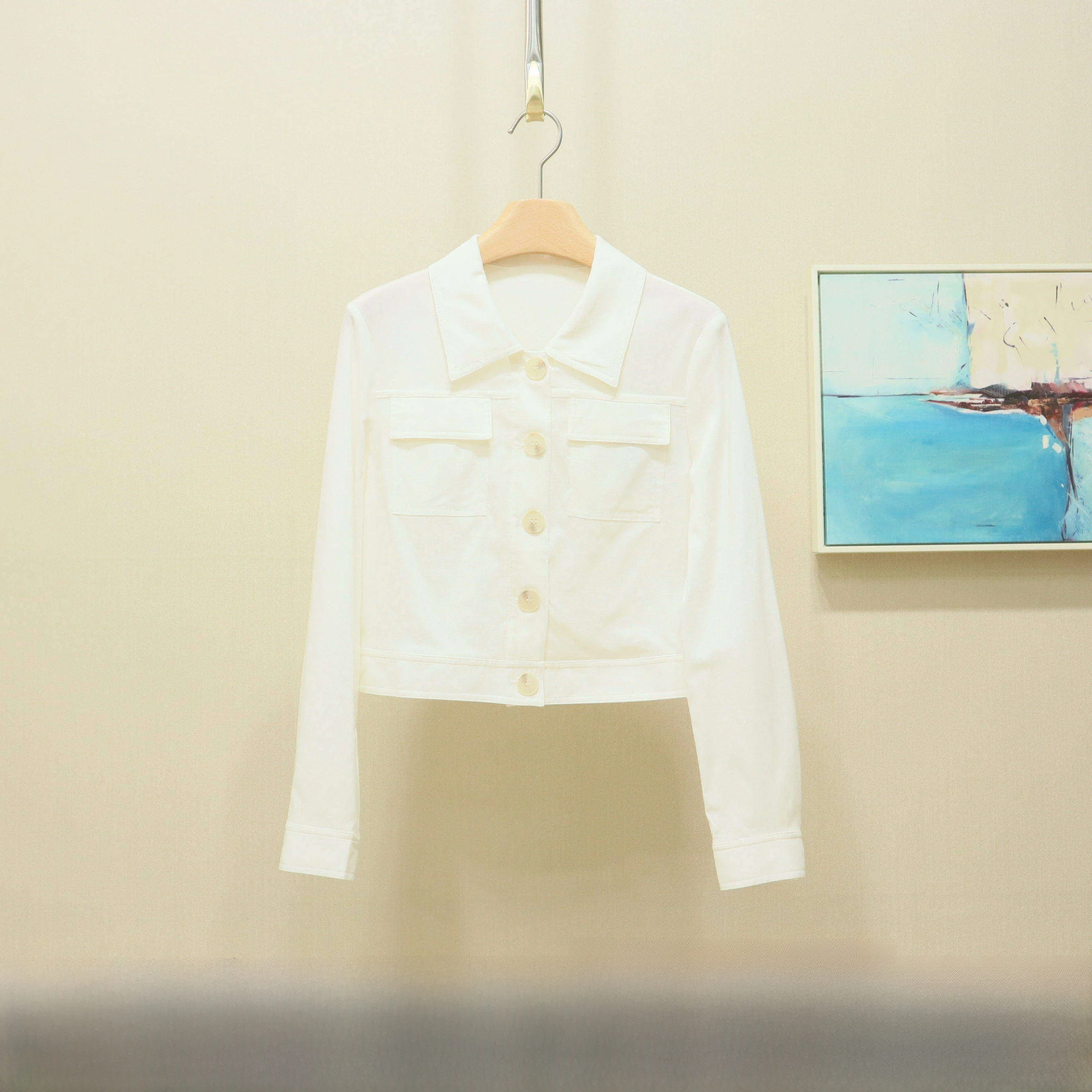 

Elegant High-Waisted Spring Outerwear YSING YWT12403110 Korean Style Slim Fit Long Sleeve Collar Short Length UV Protection