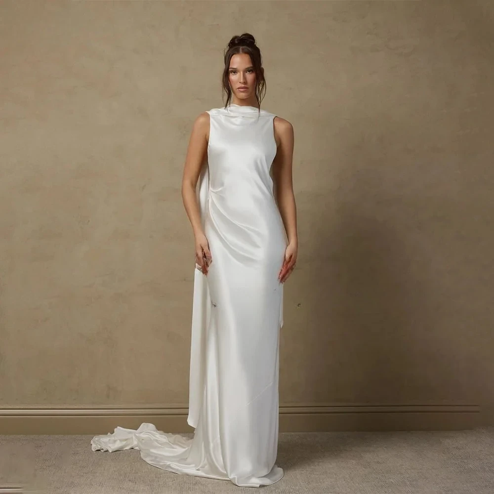 Customized Exquisite Halter Sleeveless Mermaid  Wedding Dresses High Quality Draped Open Back Floor Length Bridal Gowns for 2026