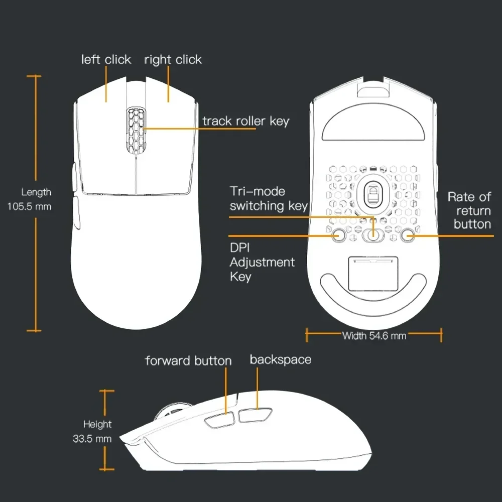 Imagem -06 - Darmoshark m3 Micro Mouse para Jogos sem Fio Bluetooth 8key Mouse de Jogo Pam3395 Nórdico N52840 26000dpi para Laptop Escritório