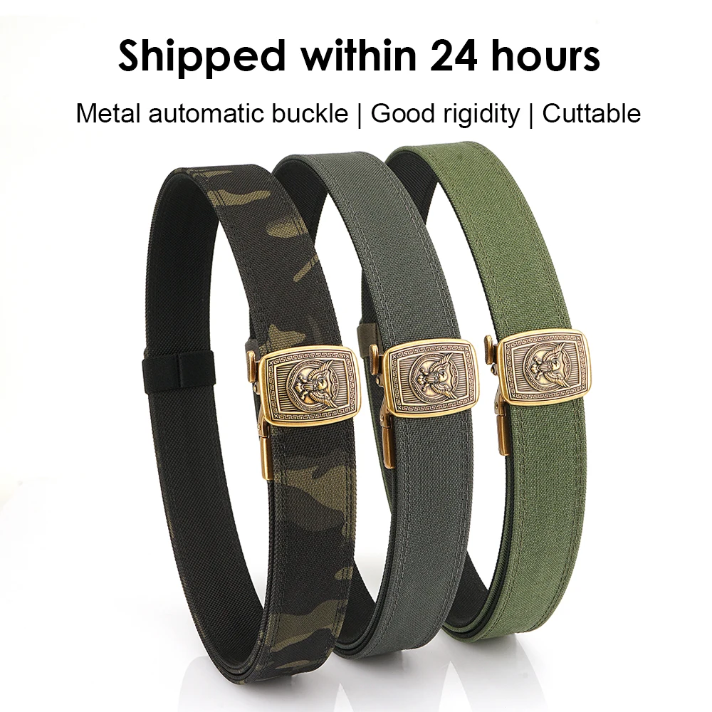 HSSEE 2026 Retro Tactical Outdoor Belt Zinc Alloy Automatic Buckle Rigid Belt for Men Thick Genuine Nylon Casual Belt Hunting