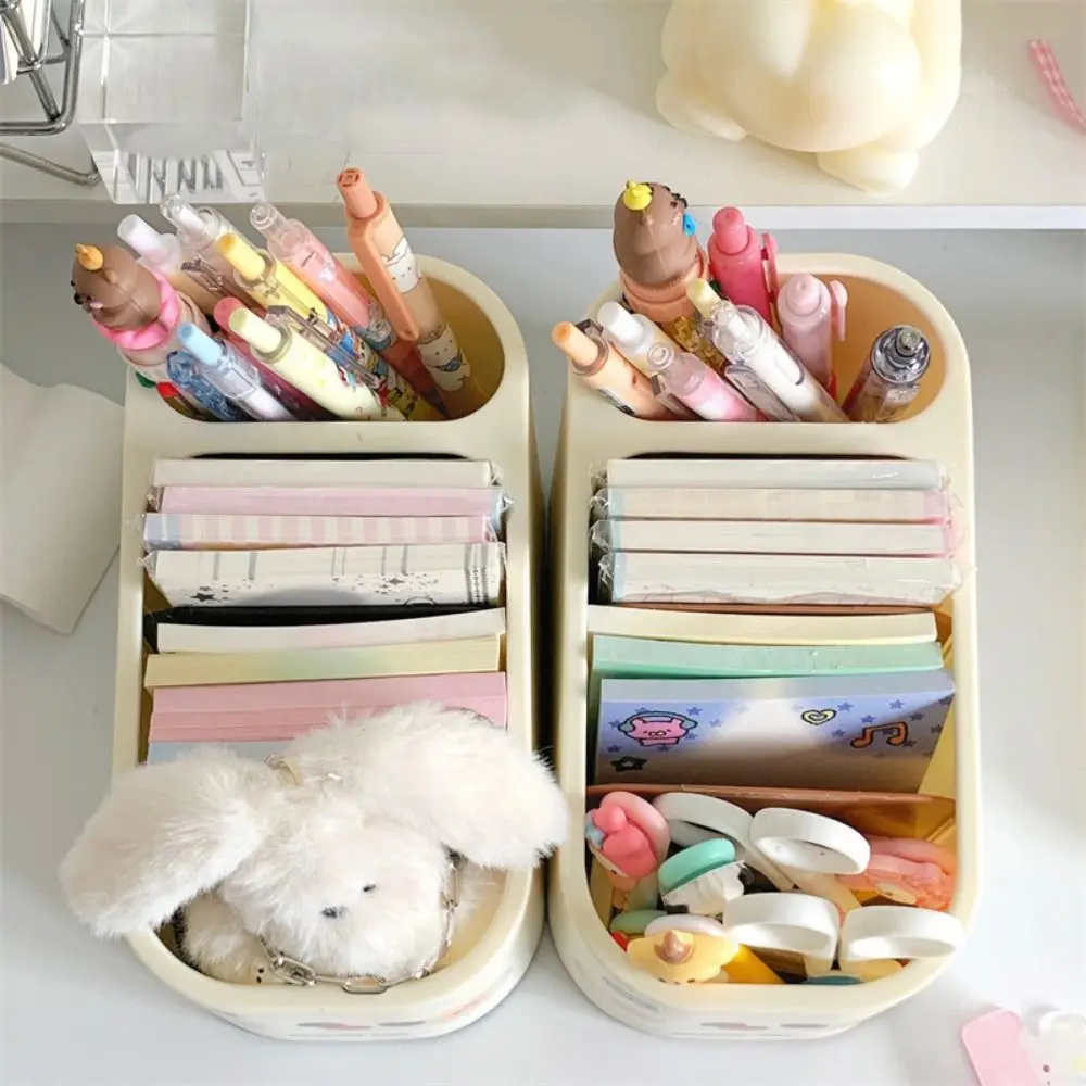 Cartoon Cute Pen Holder Large Capacity Multi-function Stationery Storage Box Plastic High Quality Desktop Organizer Study Room