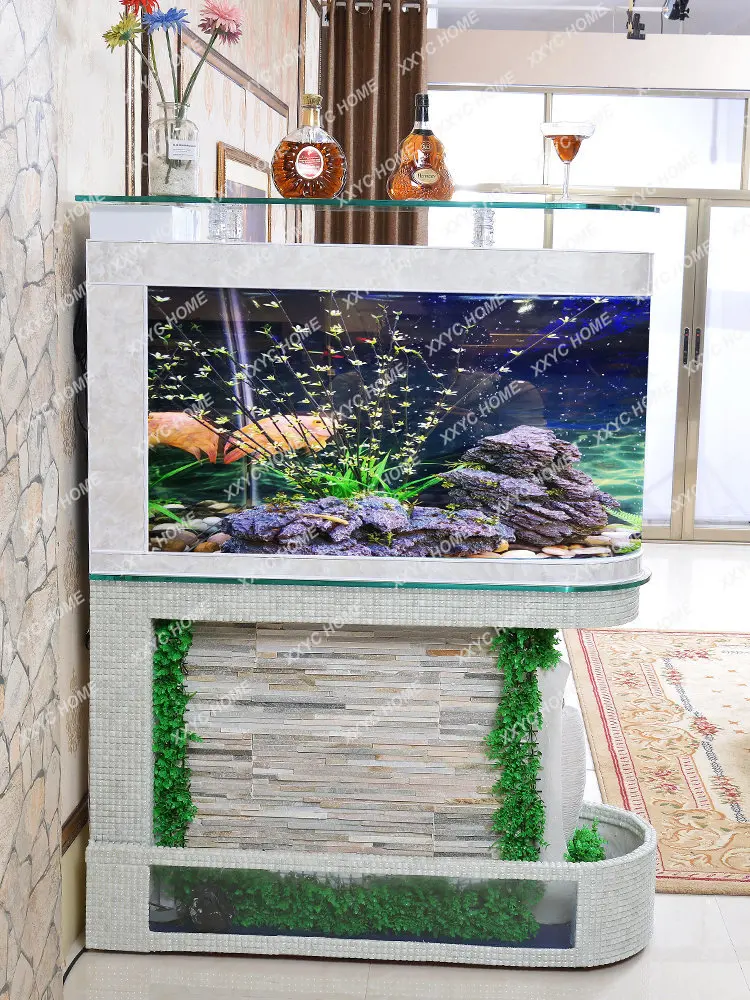 Water Curtain Wall Hallway Fish Tank Aquarium Ecological Water Screen Glass Living Room Large Turtle Jar 1.2 M Customization