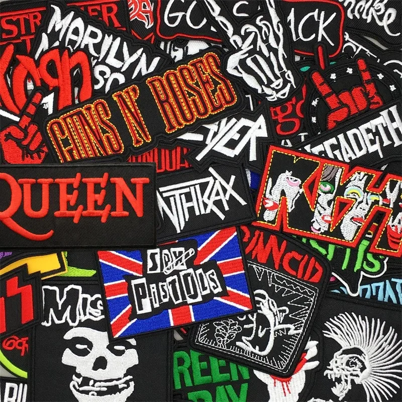 

Rock Band Music Patches Clothes Embroidery Patches Badges Applique Stripes Jacket Jeans DIY Iron on for Clothing Stickers