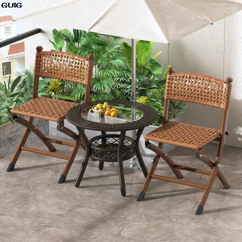 

GUIG Vine Woven Chairs Foldable Dining Chairs For Home Use Casual Single Person Backrest Chairs Outdoor Mazars 3models Available