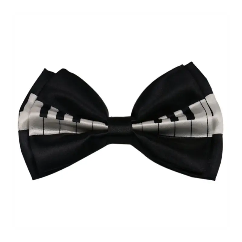 Men Women 2 In 1 Suspenders Bow Tie Set Black White Music Notes Piano Keyboard P