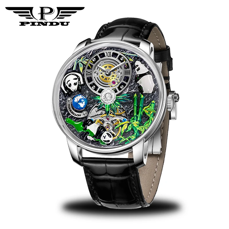

PINDU 2025NEW panda Series Mechanical Watch Men Japan NH35 Movement Sapphire Mirror Waterproof fashion Automatic machinery Watch