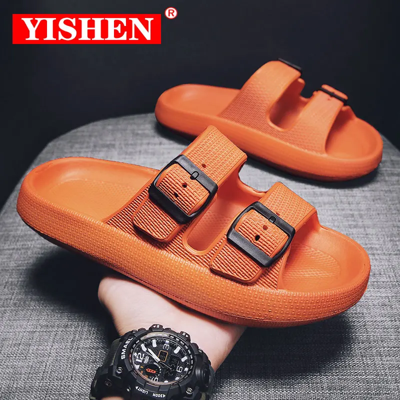 

YISHEN Women Sandals Summer Platform Shoes Beach Outdoor EVA Slides Slippers Soft Thick Sole Non-slip Orange Black Plus Size 45