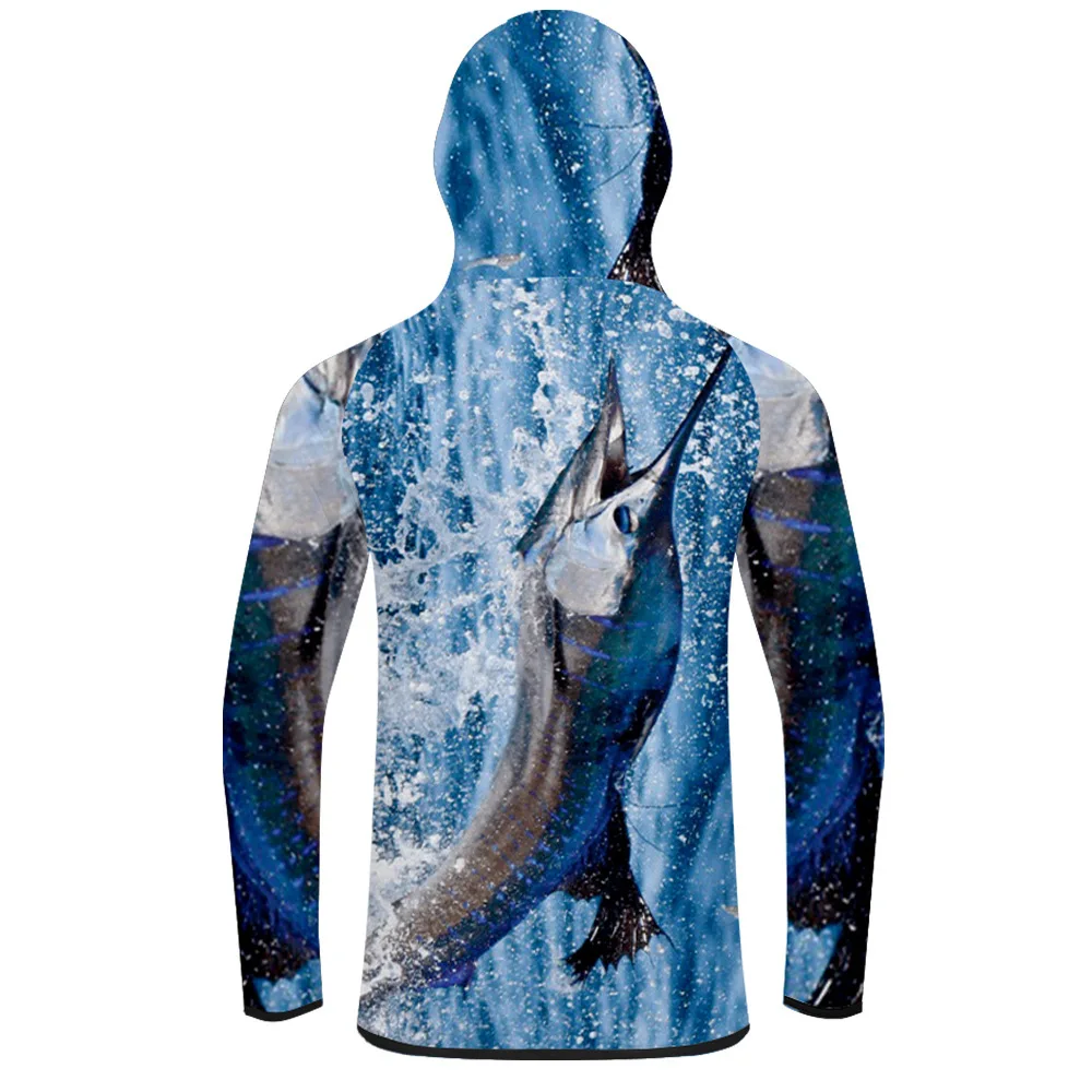 Sublimation Fishing Wear Digital Printing Shirts Outdoors UV Protection With Hoodie Waterproof Fishing Hoodie