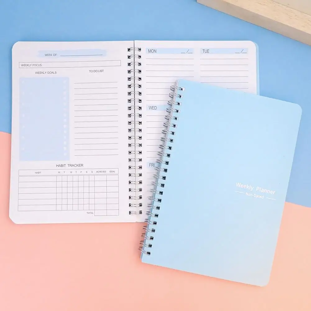 Perencana belajar 2024 perencana mingguan untuk rumah sekolah kantor 52 minggu Notebook Inggris dengan kertas tebal halus buku perencana menulis