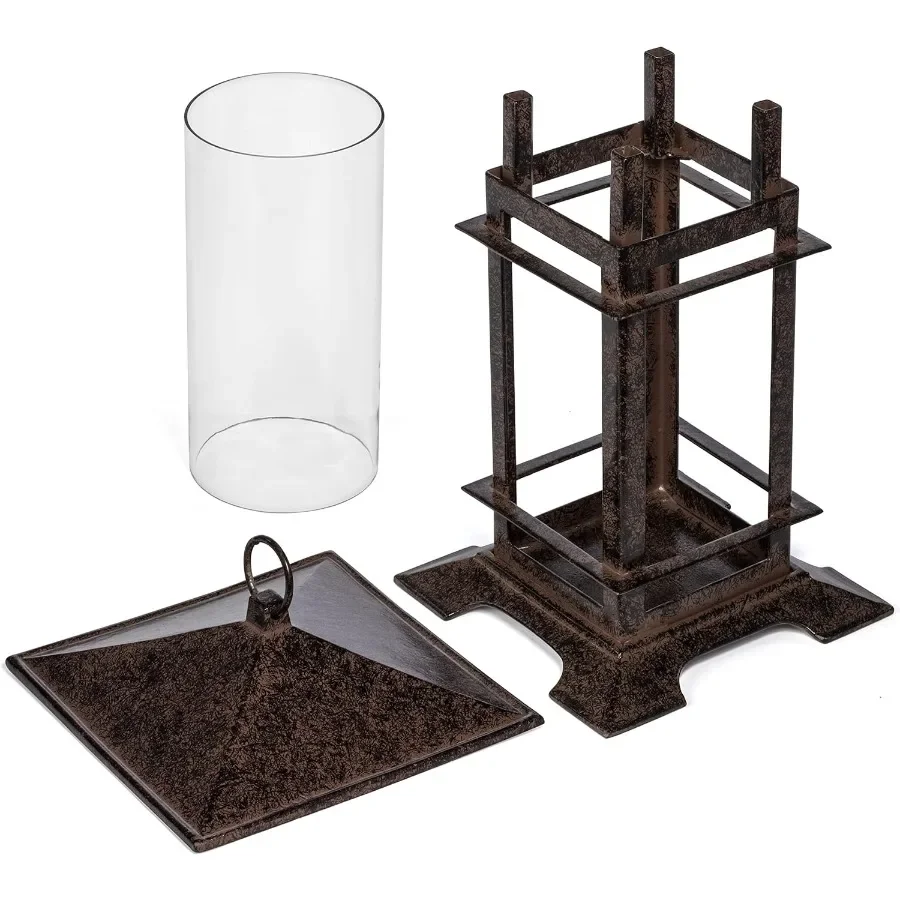 Elegante portacandele decorativo piccolo per patio esterno, lanterna a candela in ghisa con fascino rustico e resistente alle intemperie