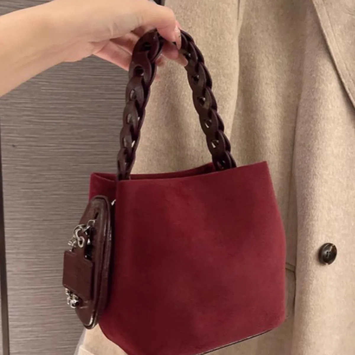 

2025 Matte Bucket Bag Women Korean Style Crossbody Shoulder Casual Tote Bag