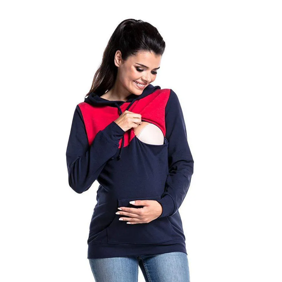 Sudaderas con capucha informales para mujer, jersey de maternidad para lactancia, Tops de lactancia materna para madre