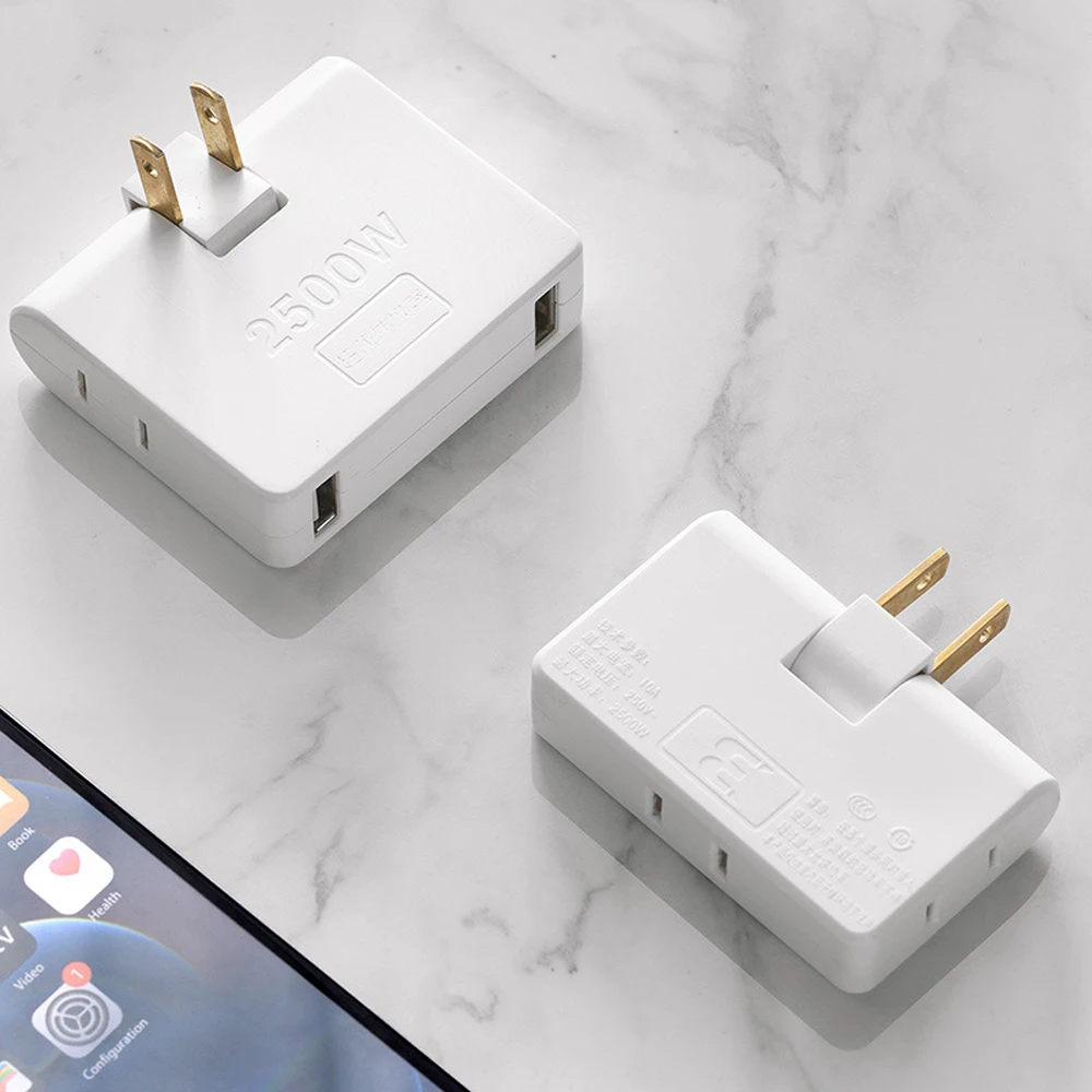 180 Degree Extension Plug USB Adapter 2-prong Swivel Socket Converter US Plug 1 to 3/4 Ways Power Socket Multi-function Plug