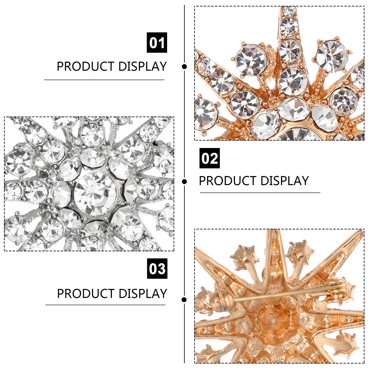 

2Pcs Elegant Rhinestone Brooch Alloy Simple Crystal Breastpin Corsage Decorative Pins for Women Clothing Brooch