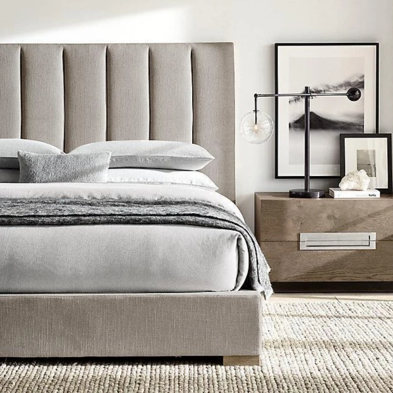 

Nordic soft bag fabric bed minimalist double bed simple modern flush edge 1.8 meters master bedroom light luxury small apartment