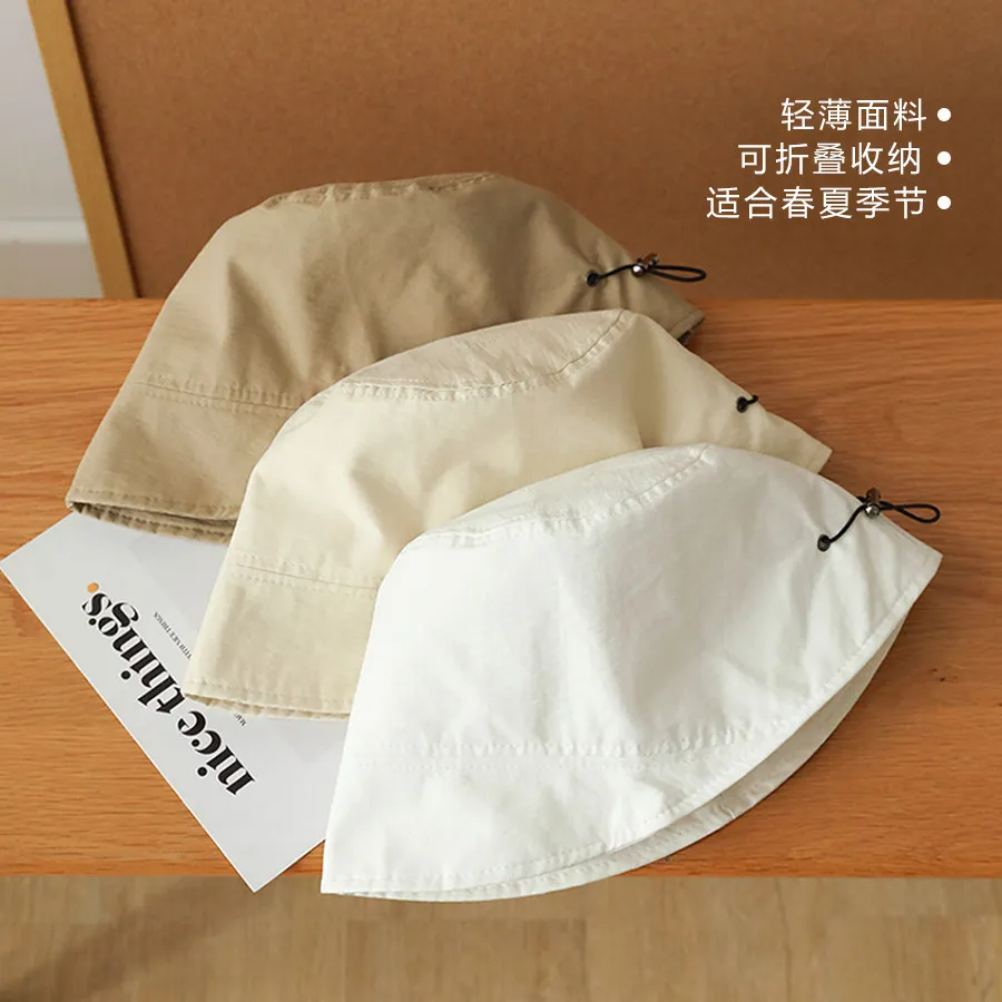 Korean Lightweight Quick Dry Bucket Hat for Women, Japanese Simple Solid Color Water Cup Hat, Big Size Foldable
