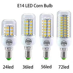 E27 E14 LED Corn Bulb 24 36 56 72 LED Household Energy Saving Lamp Led Candle Bulb  Pendant Lighting For Home White Warm White