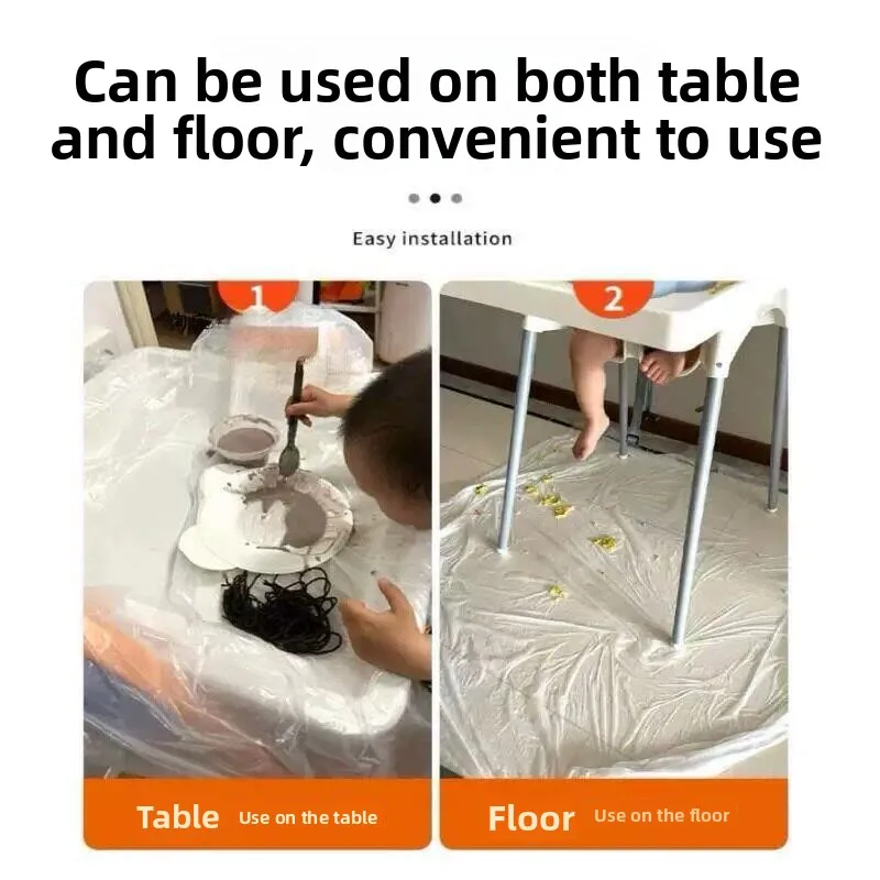 Disposable Plastic Tablecloth Waterproof Dirt Resistant Children's Eating Mat Baby High Chair Feeding Protection Lay out